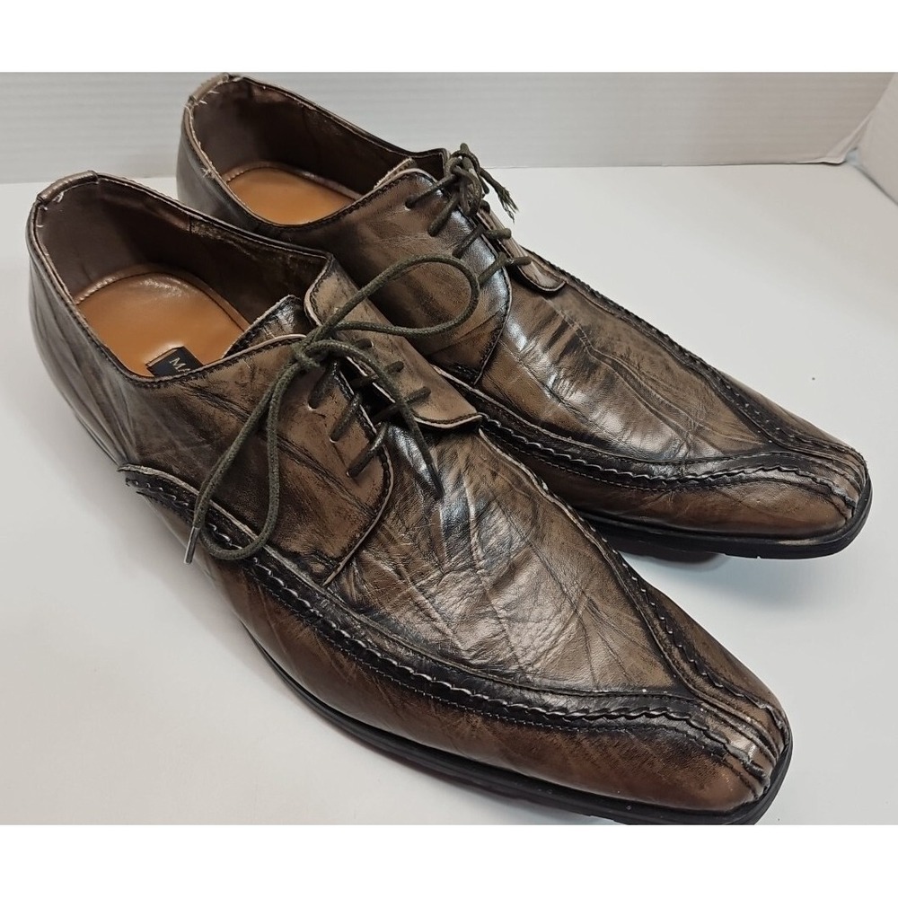 Marco Vittorio Shoes Men's 11.5 Dress Pointy Toe‎ Lace Up Shoes Brown